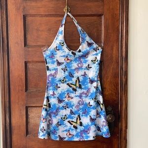 Cloud print halter dress by Dolls Kill Delias